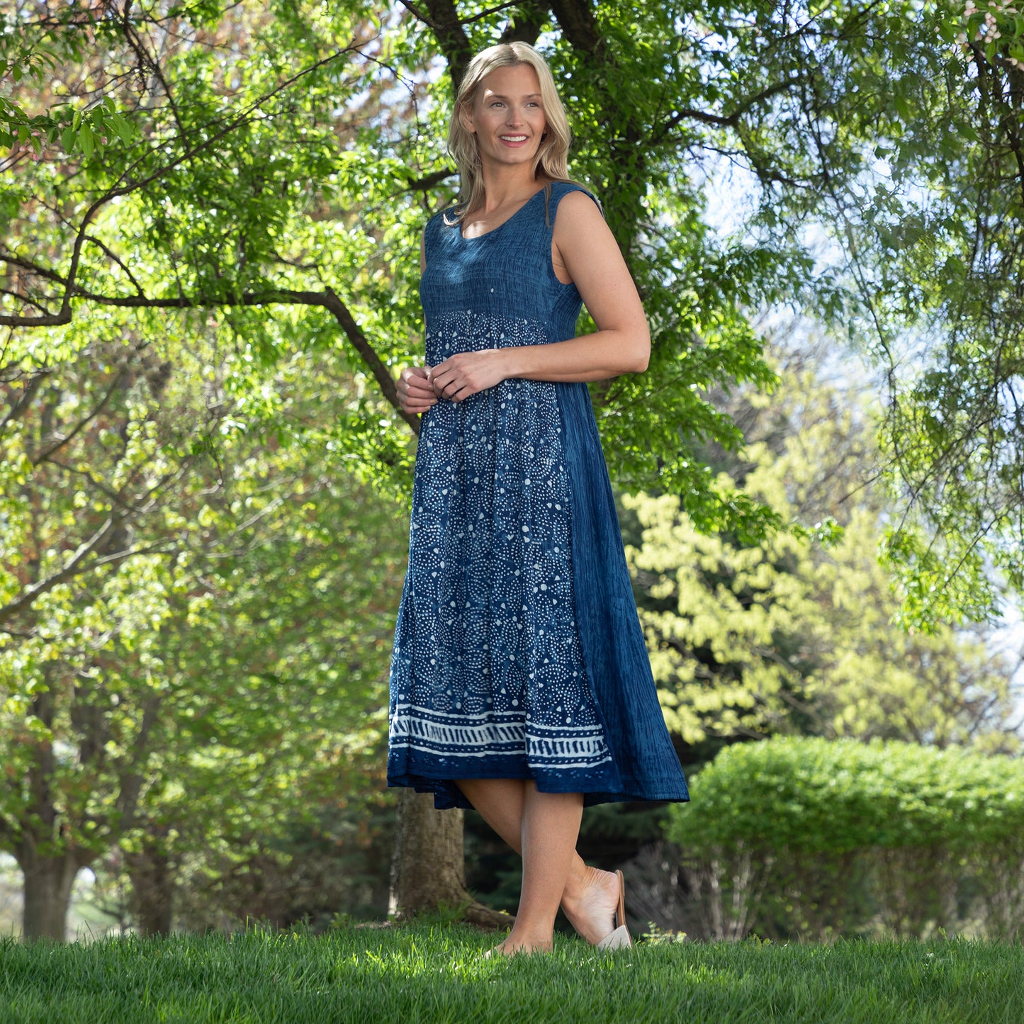 Henna Tie-Dye Sleeveless Midi Dress