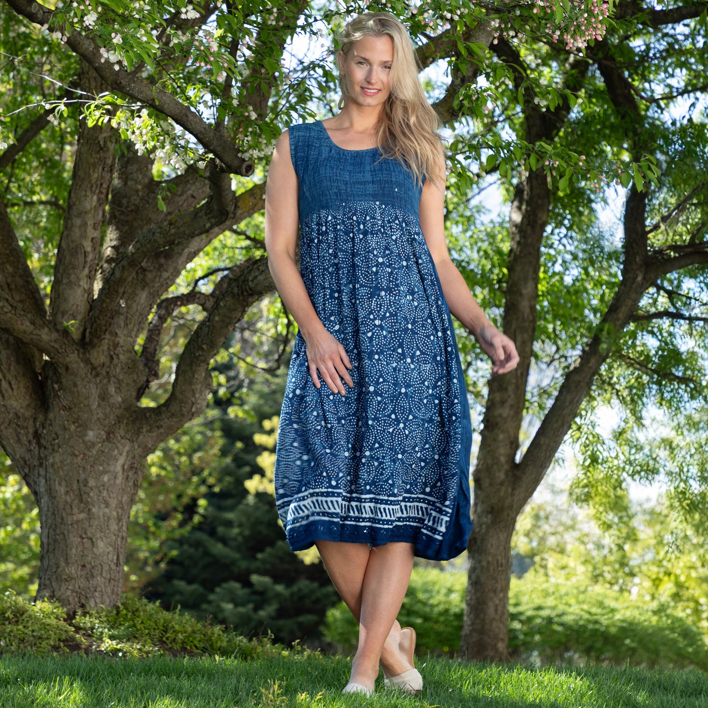 Henna Tie-Dye Sleeveless Midi Dress