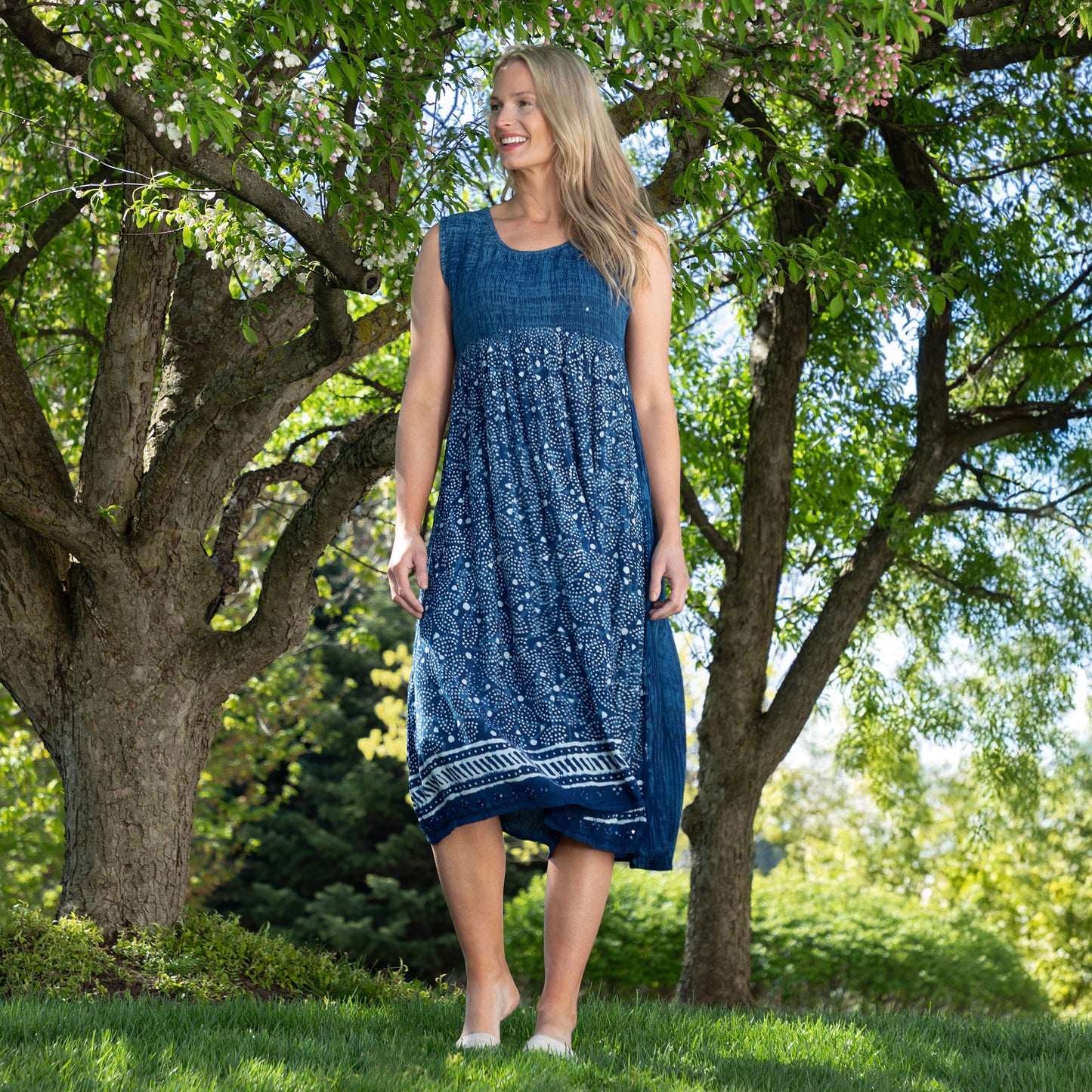 Henna Tie-Dye Sleeveless Midi Dress