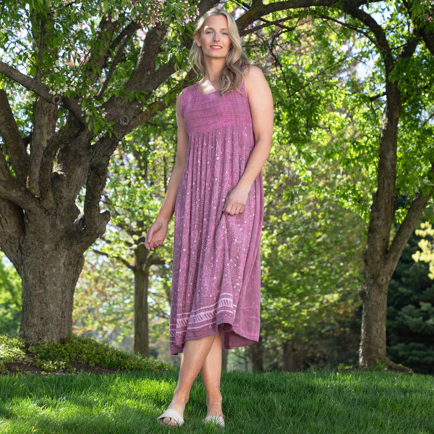 Henna Tie-Dye Sleeveless Midi Dress