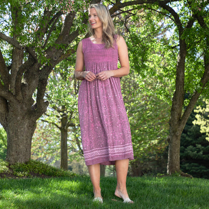 Henna Tie-Dye Sleeveless Midi Dress