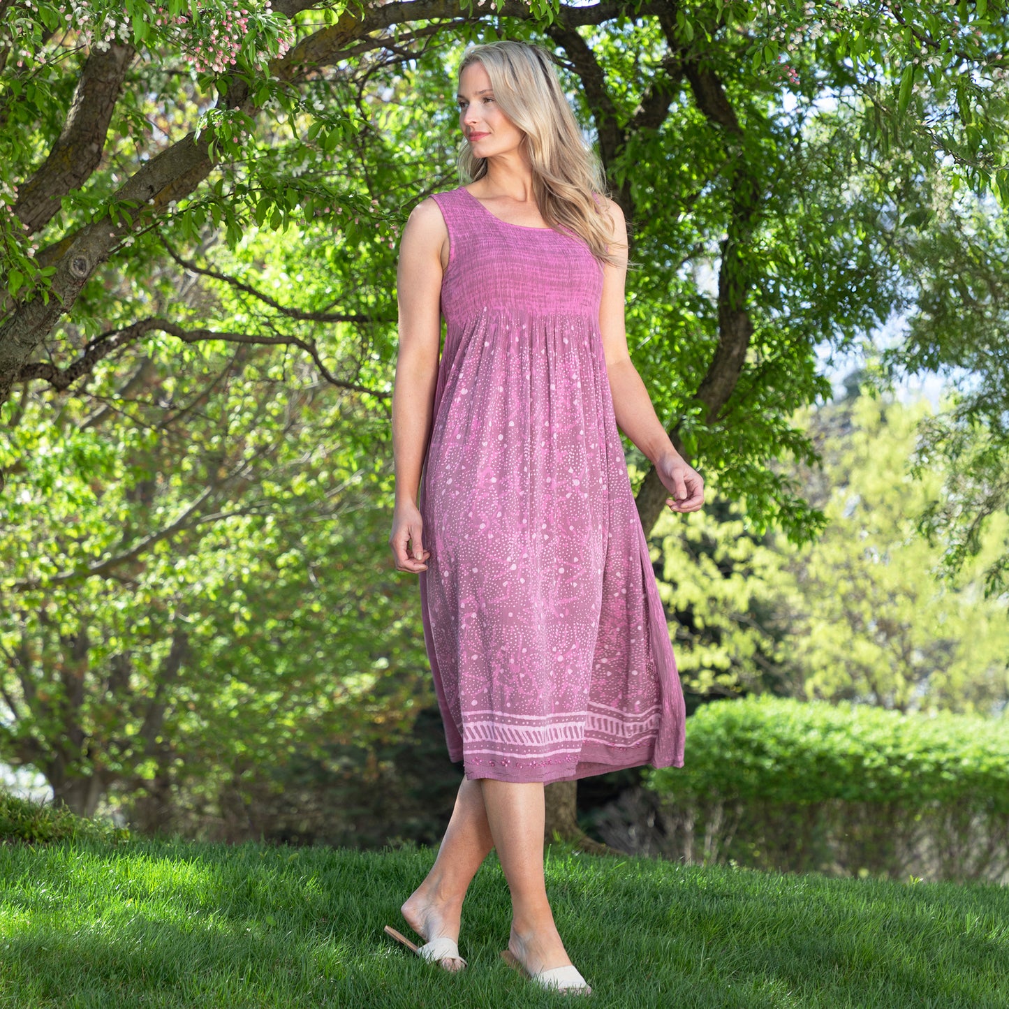 Henna Tie-Dye Sleeveless Midi Dress