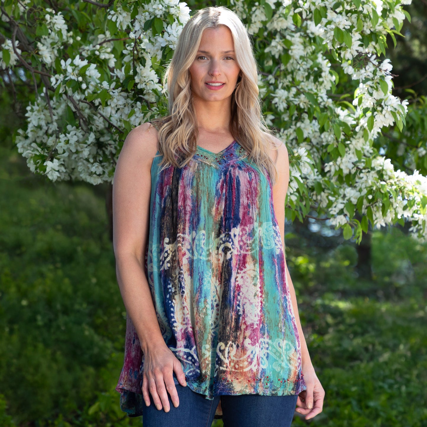 Tie-Dye Paisley Spirit Sleeveless Top