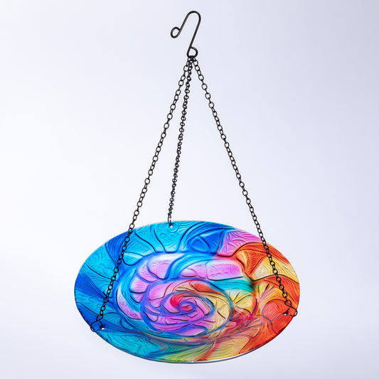 Colorful Glass Hanging Bird Bath & Feeder