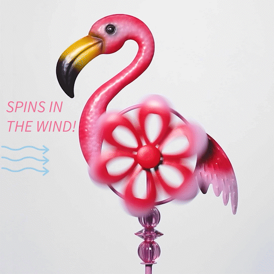 Pretty in Pink Spinning Flamingo Garden Stake
