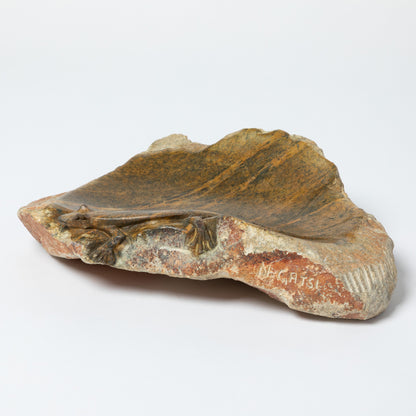 Hand-Carved Serpentine Stone Animal Birdbath