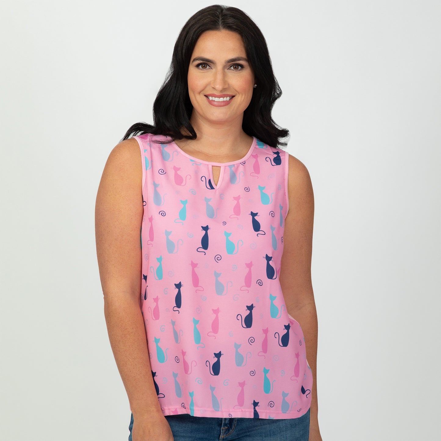 Cat & Paws Keyhole Sleeveless Top