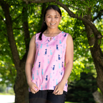 Cat & Paws Keyhole Sleeveless Top