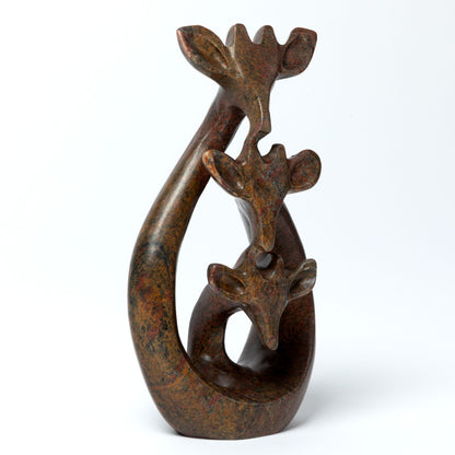 Hand-Carved Serpentine Stone Giraffe Family