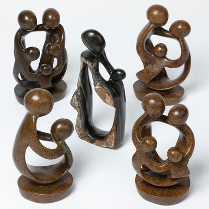Hand-Carved Serpentine Stone Family Figurine