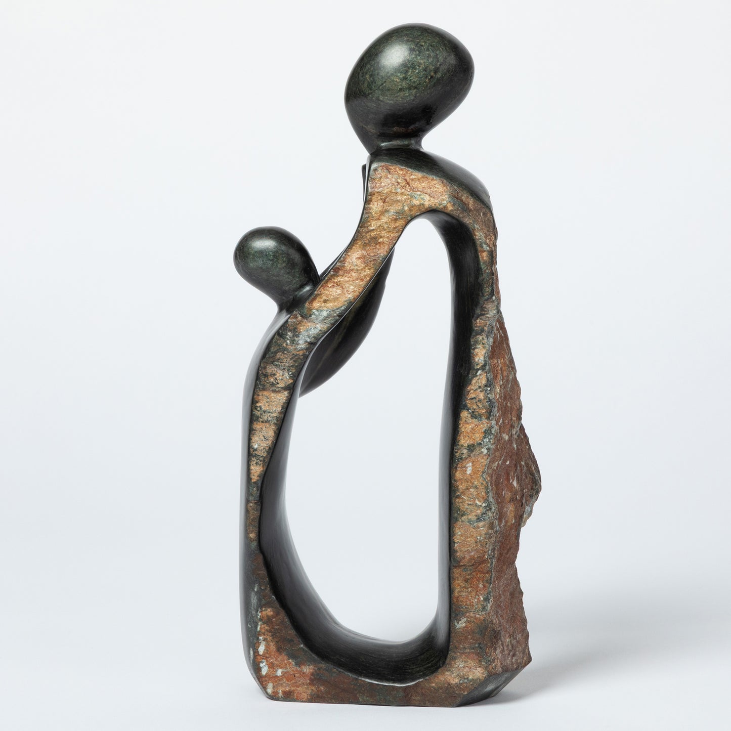 Hand-Carved Serpentine Stone Family Figurine