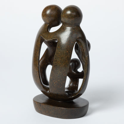 Hand-Carved Serpentine Stone Family Figurine