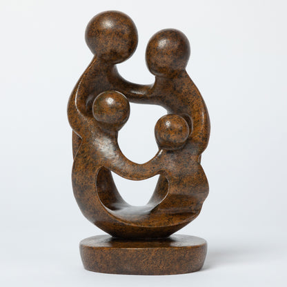 Hand-Carved Serpentine Stone Family Figurine