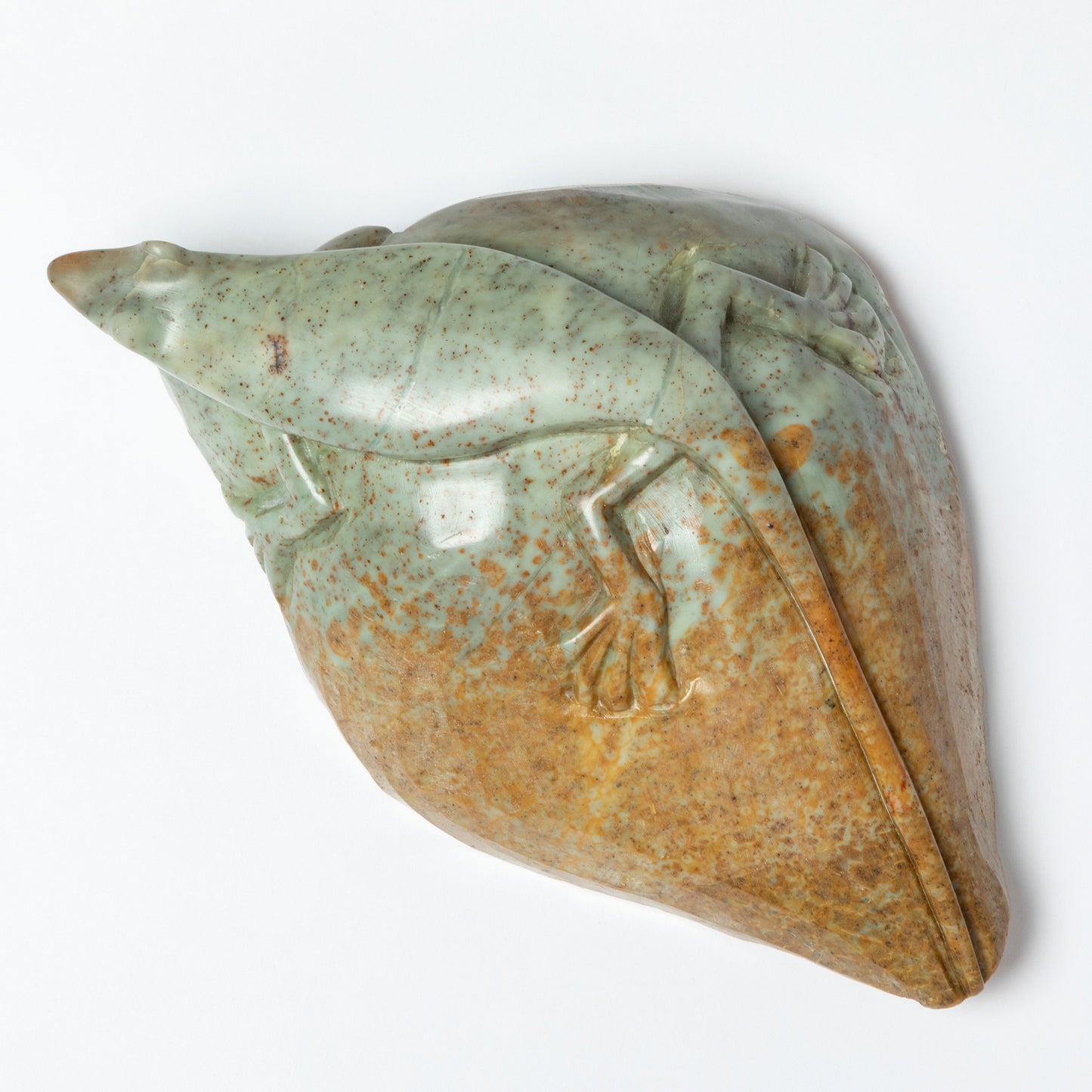 Hand-Carved Lizard on Serpentine Stone Figurine