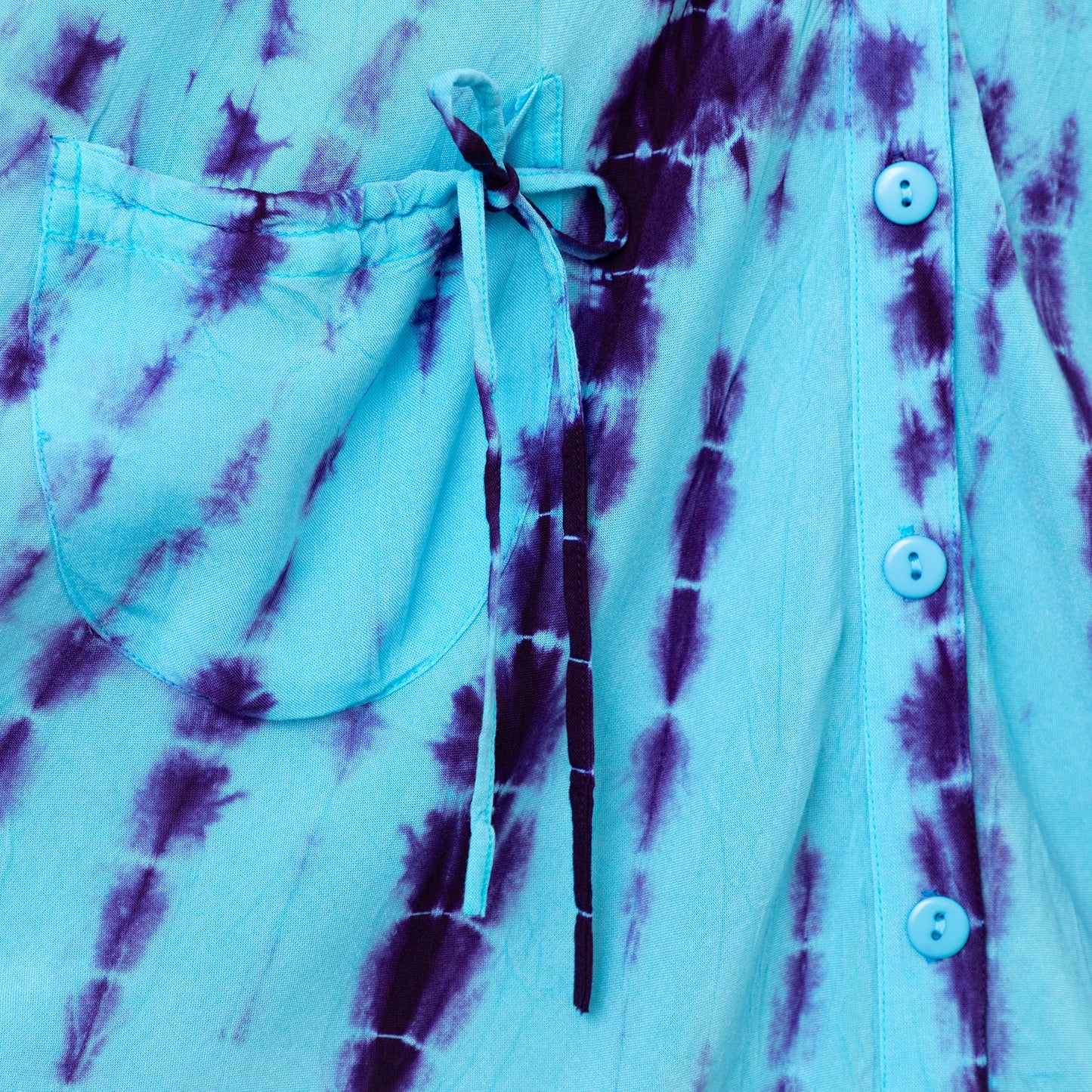 Tie-Dye Button-Up Sleeveless Dress with Pockets