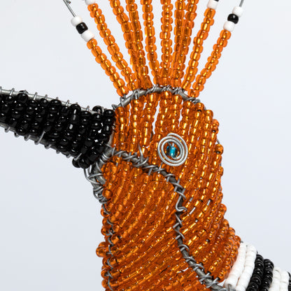 Hand-Beaded Funky Bird Figurine