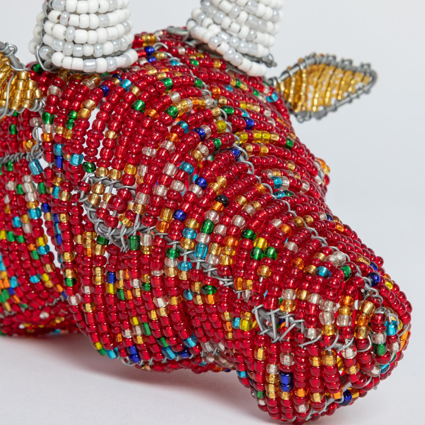 Hand-Beaded Red Antelope Wall Accent