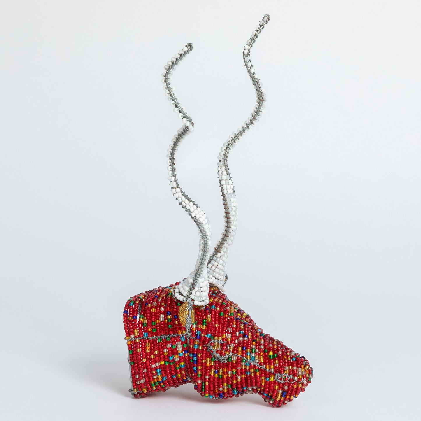 Hand-Beaded Red Antelope Wall Accent