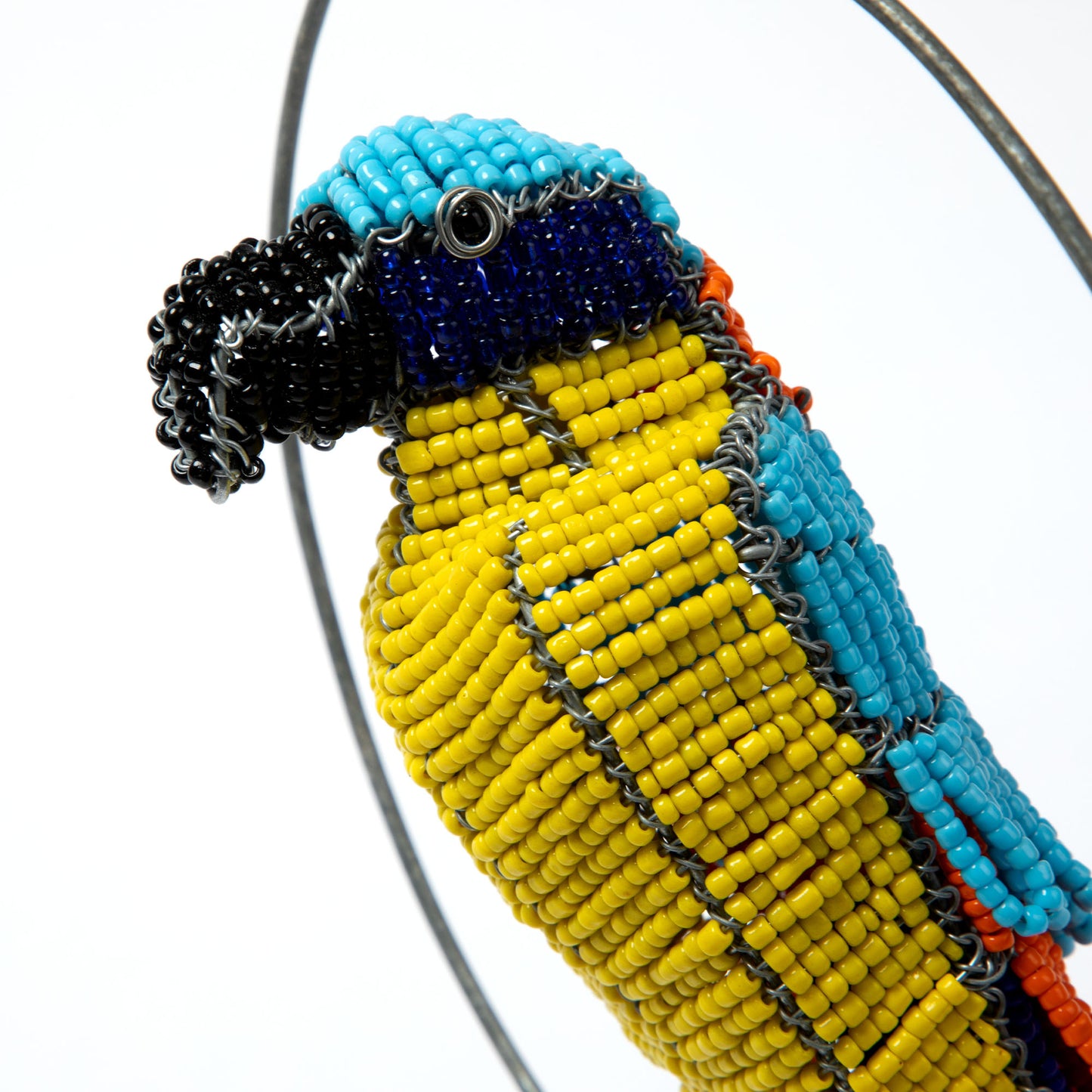 Hand-Beaded Swinging Parrot Decor