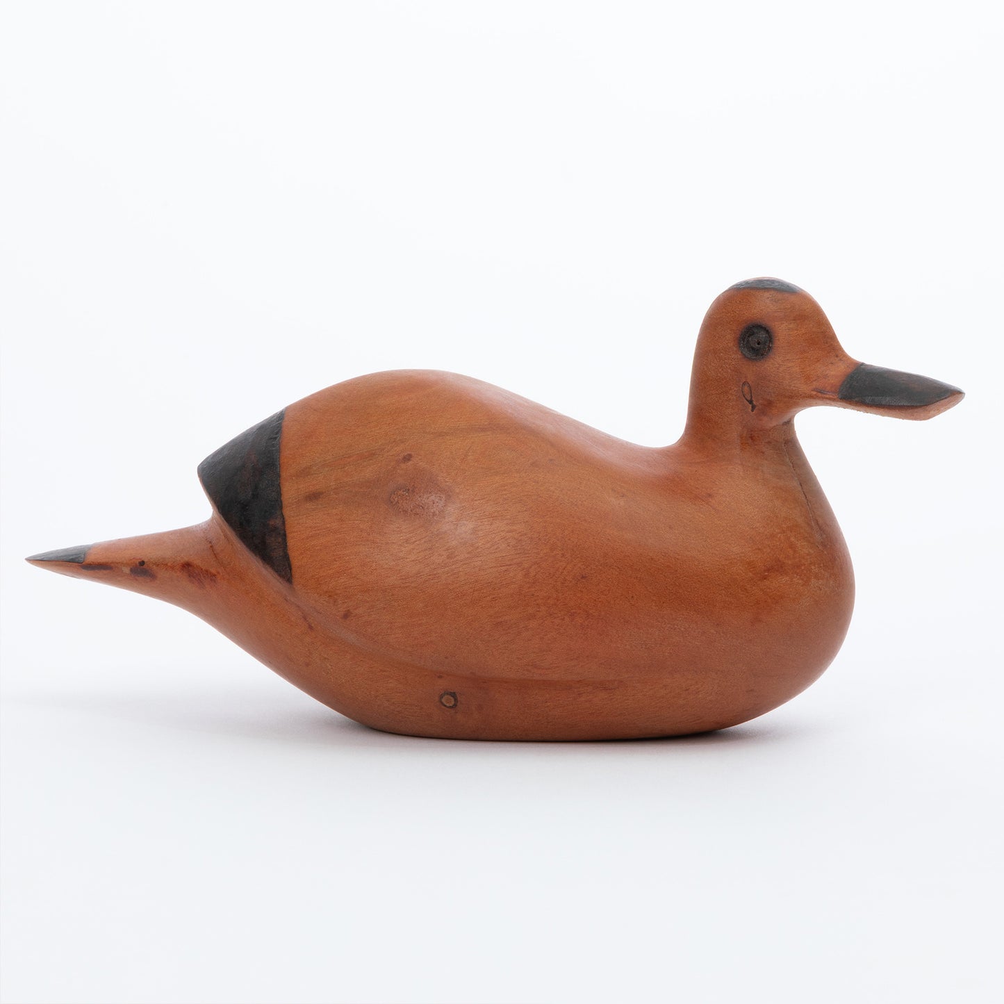 Hand-Carved Wooden Duck Sculpture