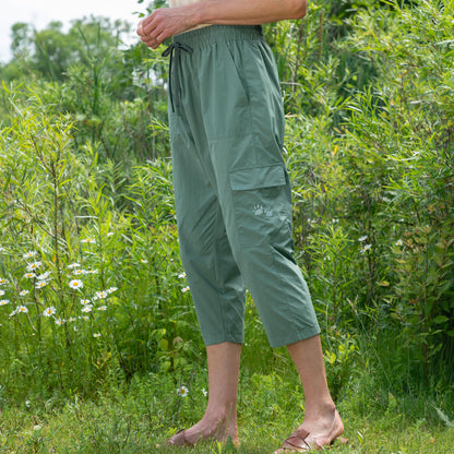 Paw Print Cargo Capri Nylon Pants