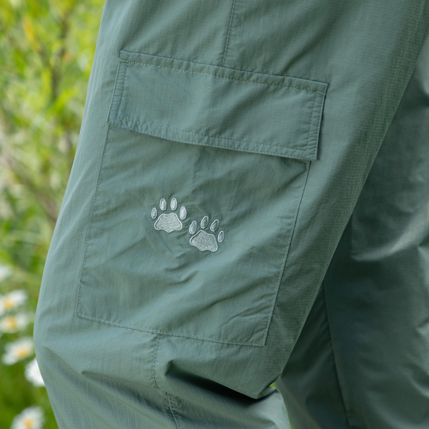 Paw Print Cargo Capri Nylon Pants