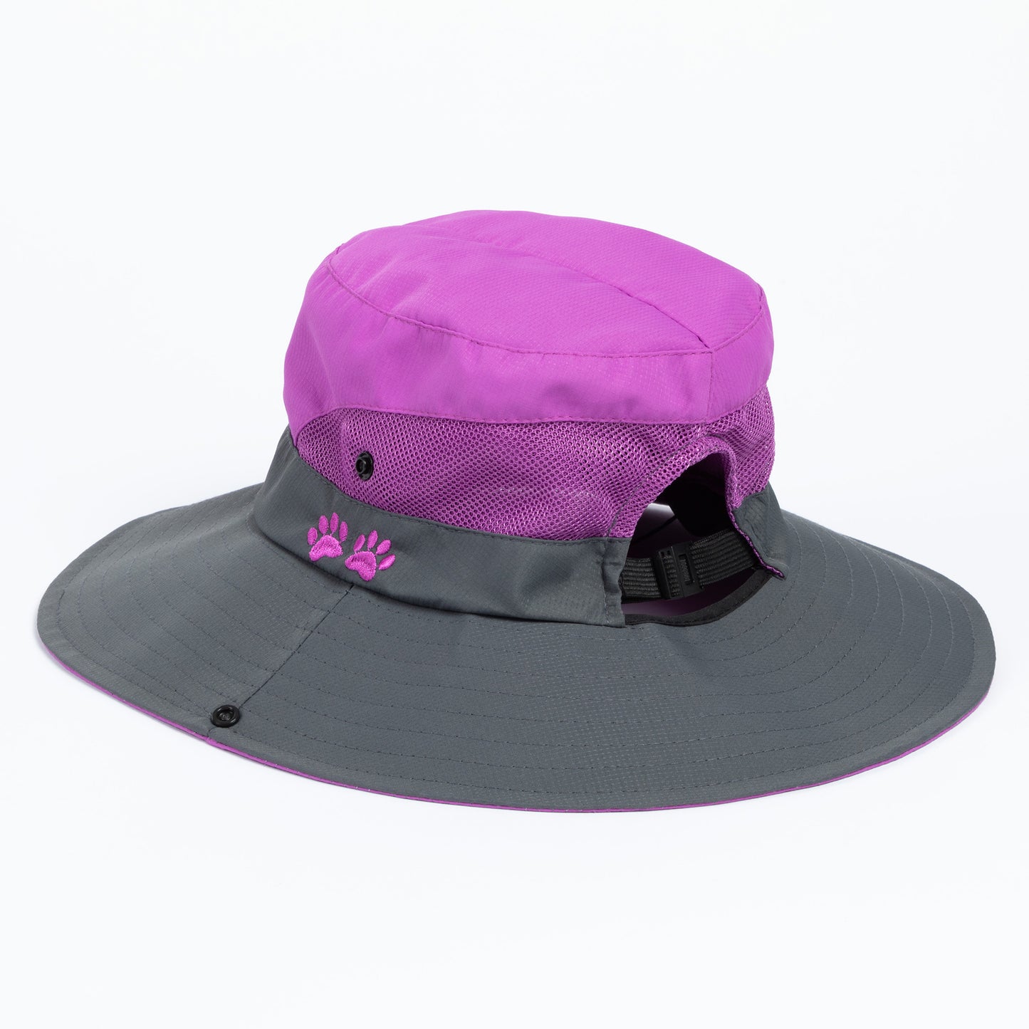 Paw Print Embroidered Breathable Sun Hat With Ponytail Hole