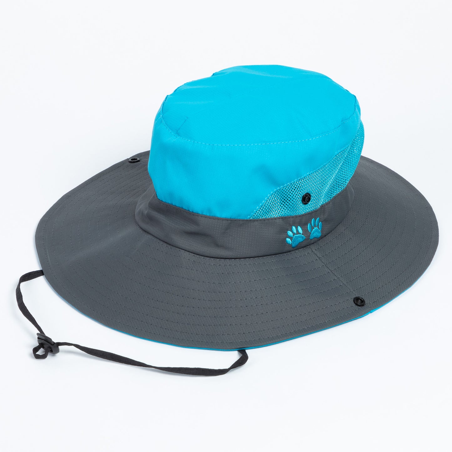 Paw Print Embroidered Breathable Sun Hat With Ponytail Hole