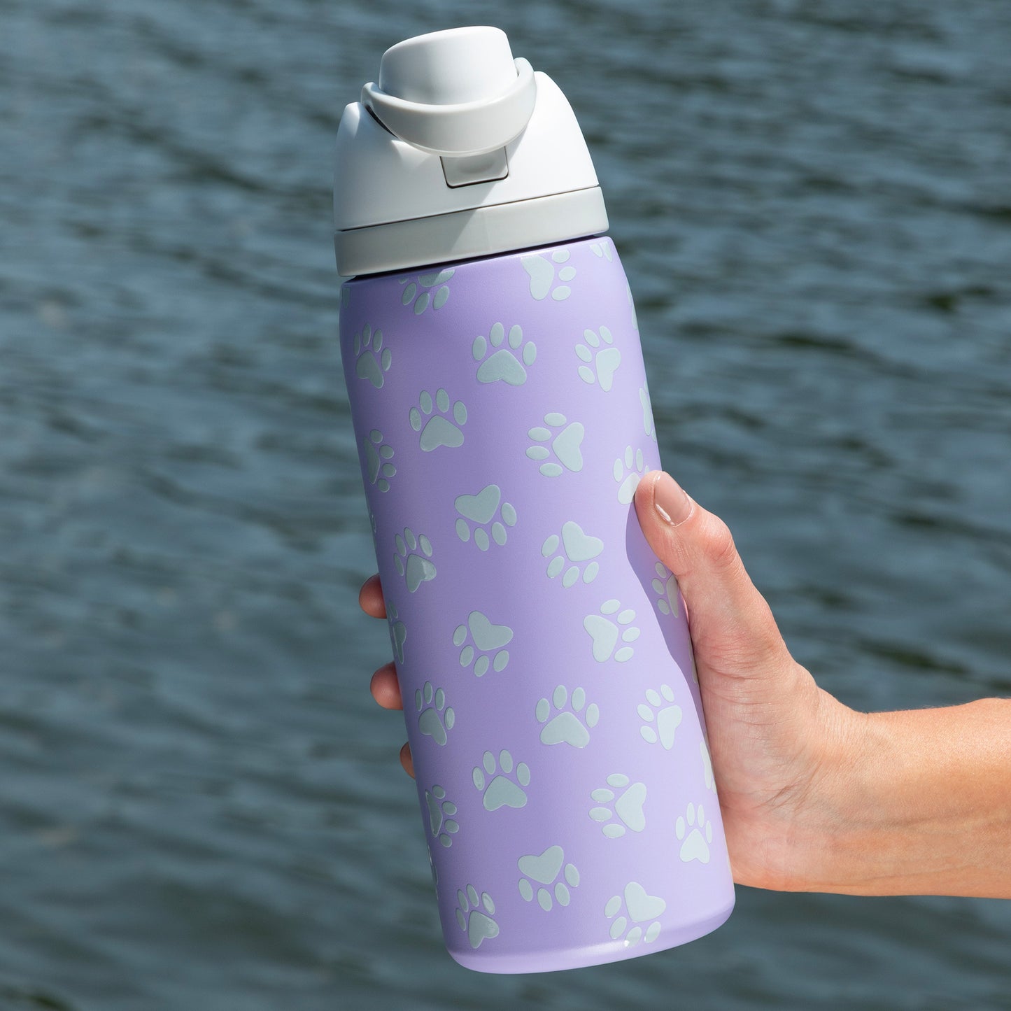 Paw Print Easy Sip Stainless Steel Water Bottle - 32oz