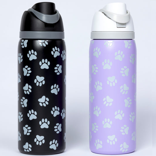 Paw Print Easy Sip Stainless Steel Water Bottle - 32oz