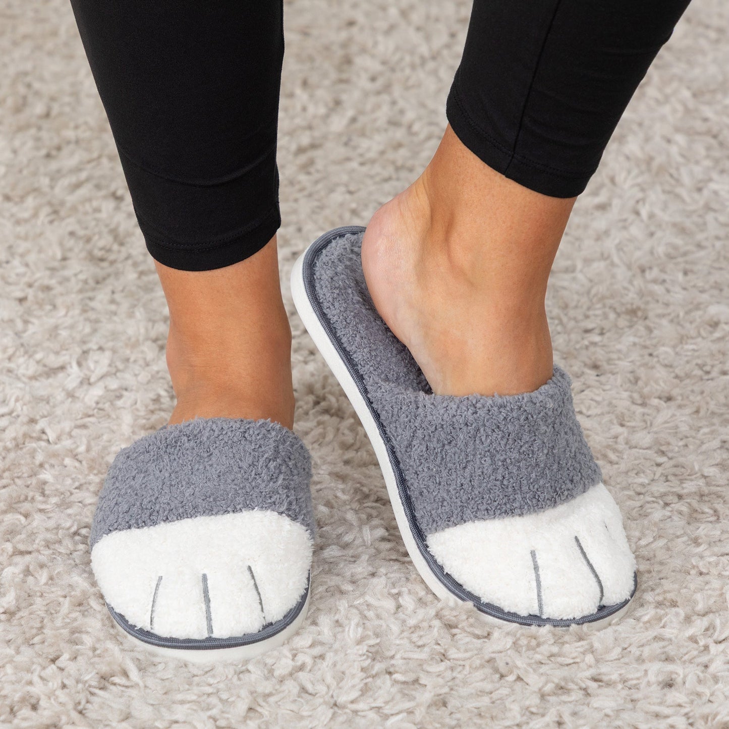 Cat Paw Fuzzy Fleece Slide Slippers
