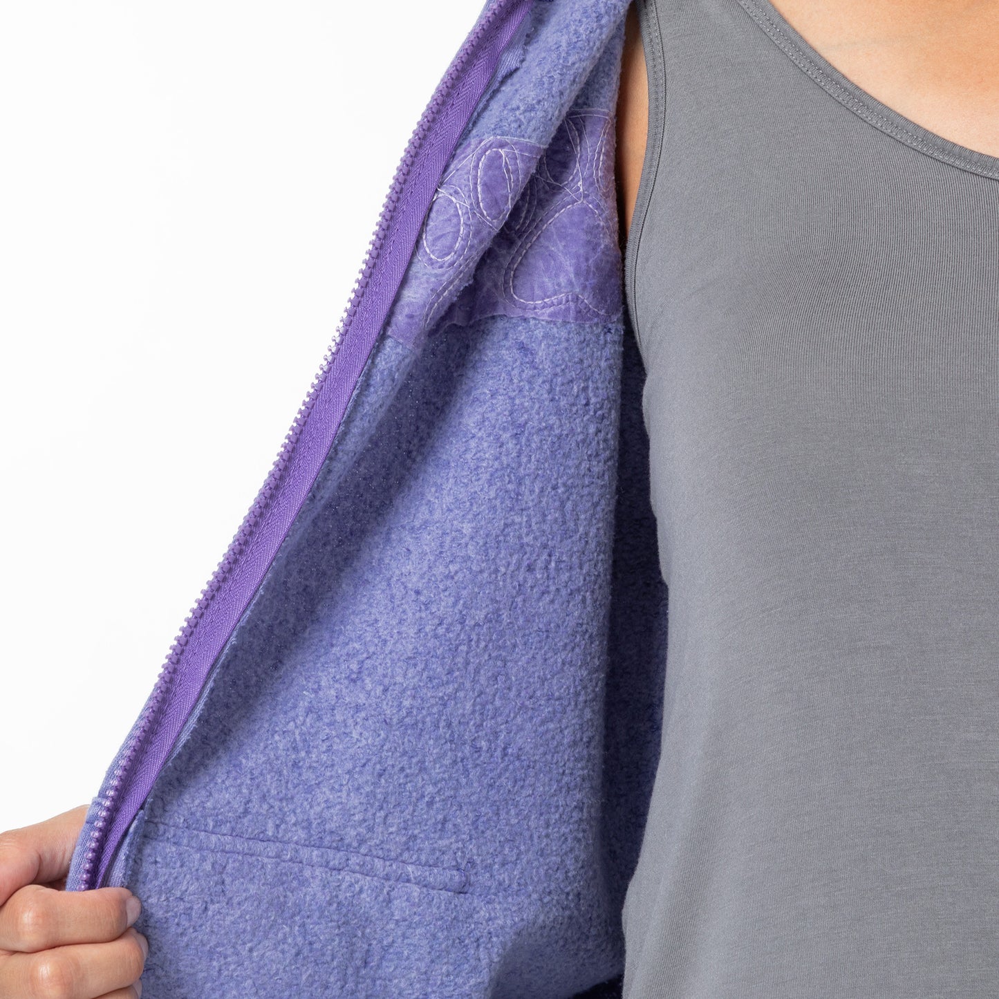 Paw Print Applique Acid Wash Zip Hoodie