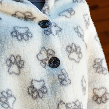 Paw Print Outline Sherpa Fleece Two Button Cape