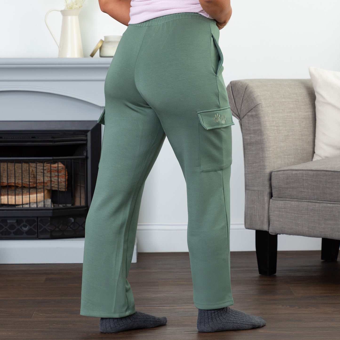 Paw Print Casual Stretch Cargo Pants