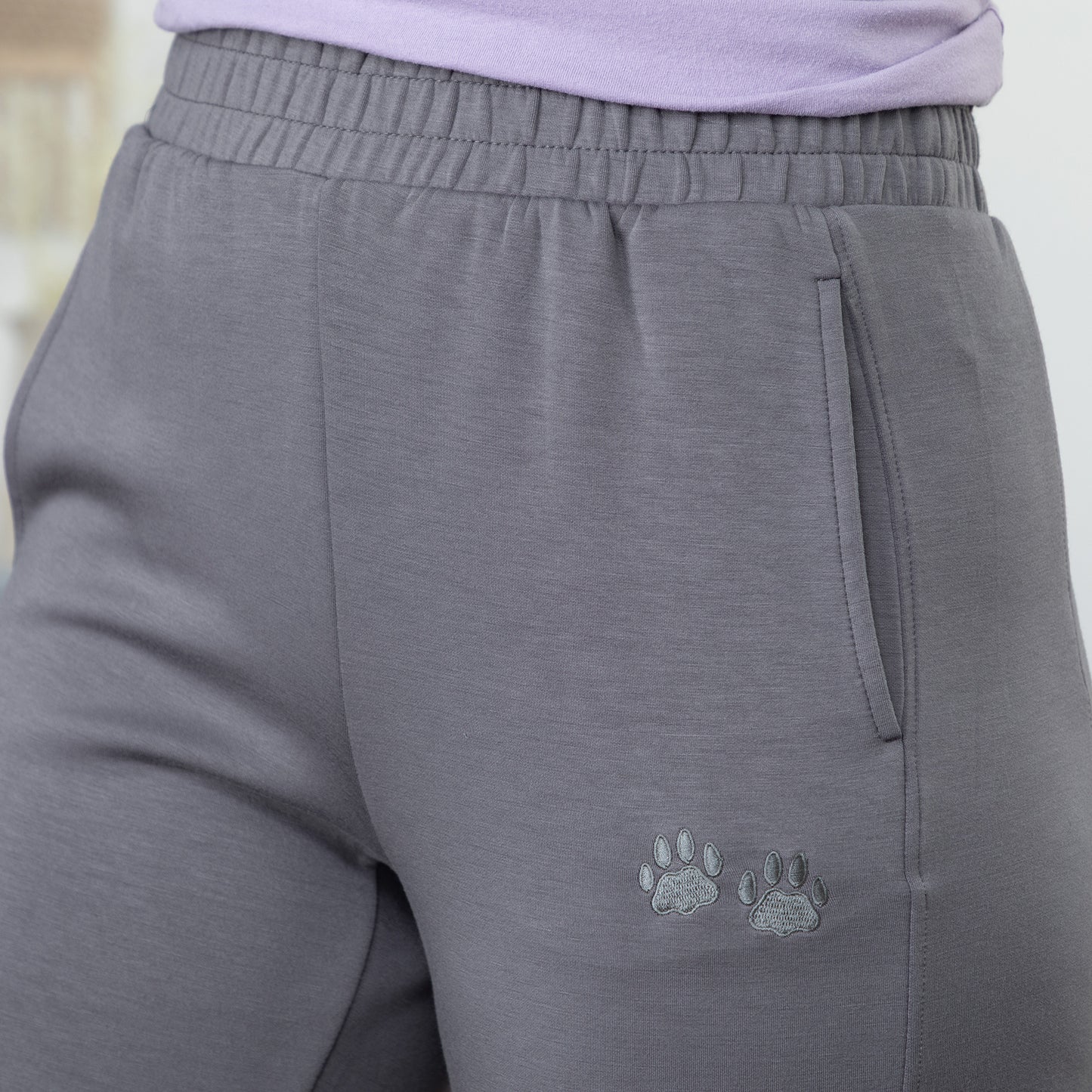 Paw Print Side Panel Flare Pants with Pockets