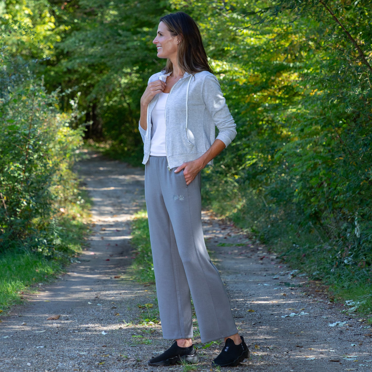 Paw Print Side Panel Flare Pants with Pockets