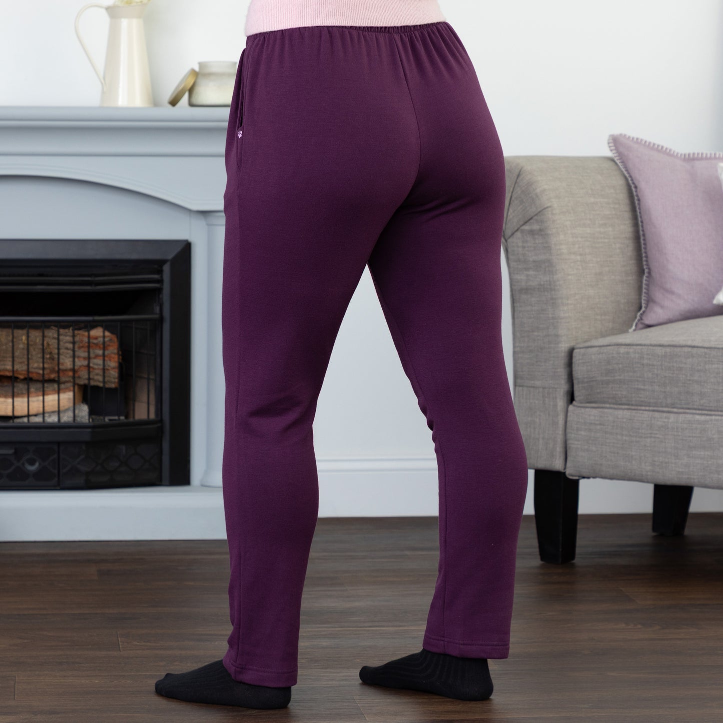 Paw Print Pleated Panel Casual Pants with Pockets