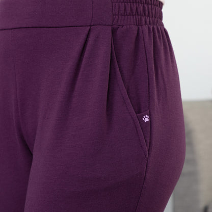 Paw Print Pleated Panel Casual Pants with Pockets