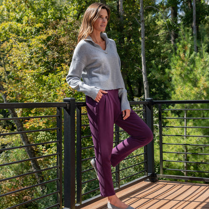 Paw Print Pleated Panel Casual Pants with Pockets