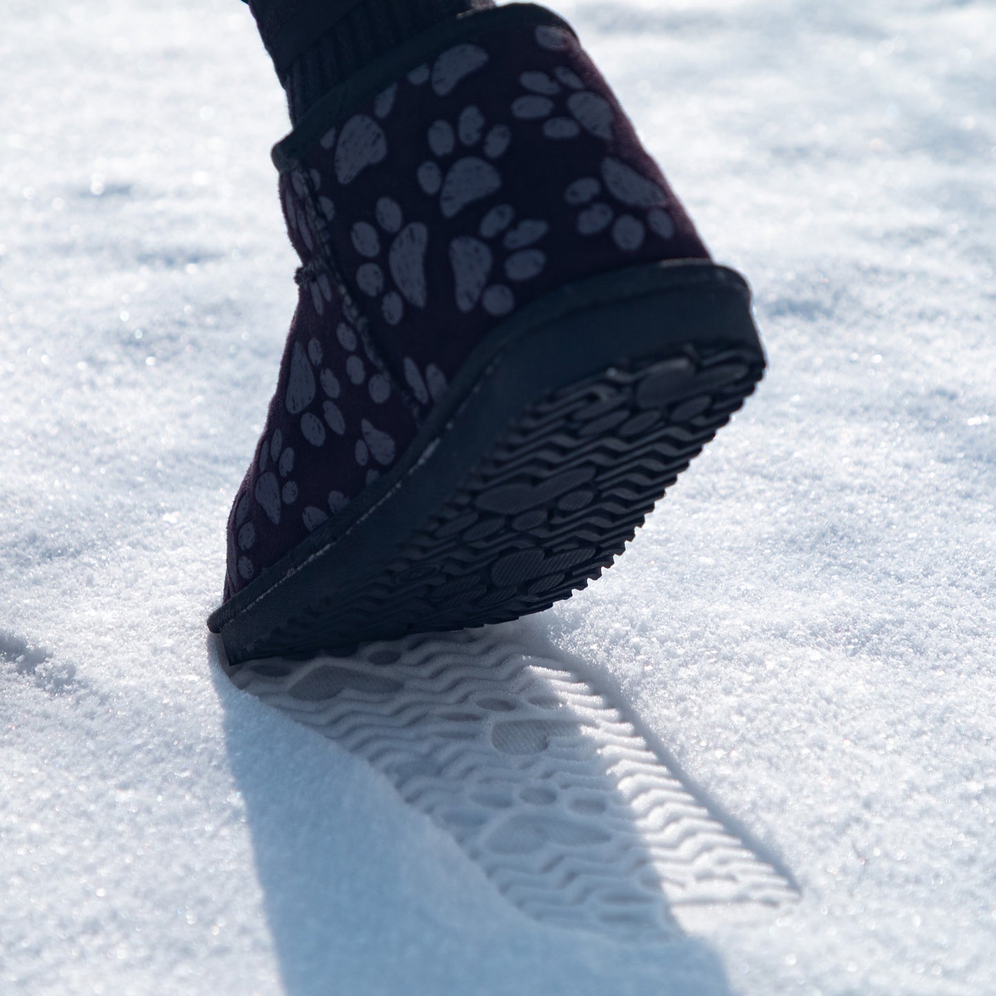 All Over Paws Faux Suede Slide-in Ankle Boots