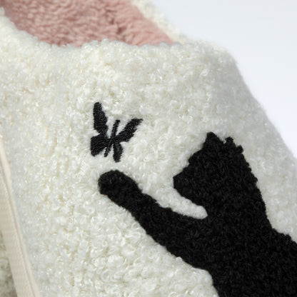 Cat & Butterflies Sherpa Lined Slippers