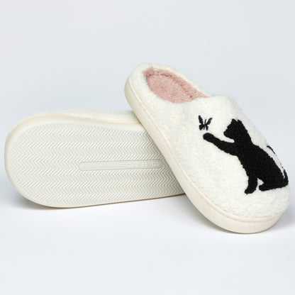 Cat & Butterflies Sherpa Lined Slippers