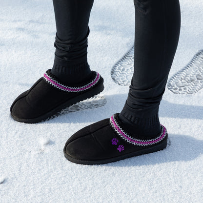 Paw Print Embroidered Indoor/Outdoor Slide-in Slipper Shoes