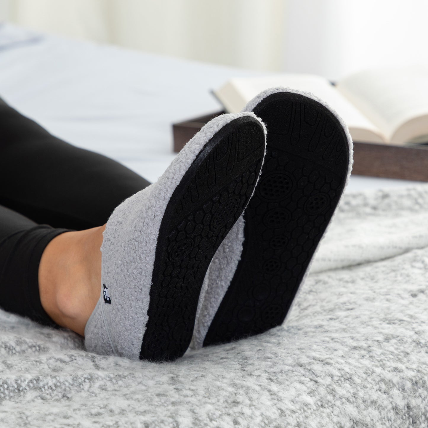 Paw Print Teddy Fleece Packable Slippers