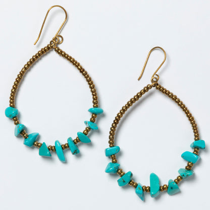 Kenyan Hand-Beaded Stone Drop Earrings