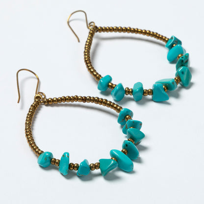Kenyan Hand-Beaded Stone Drop Earrings