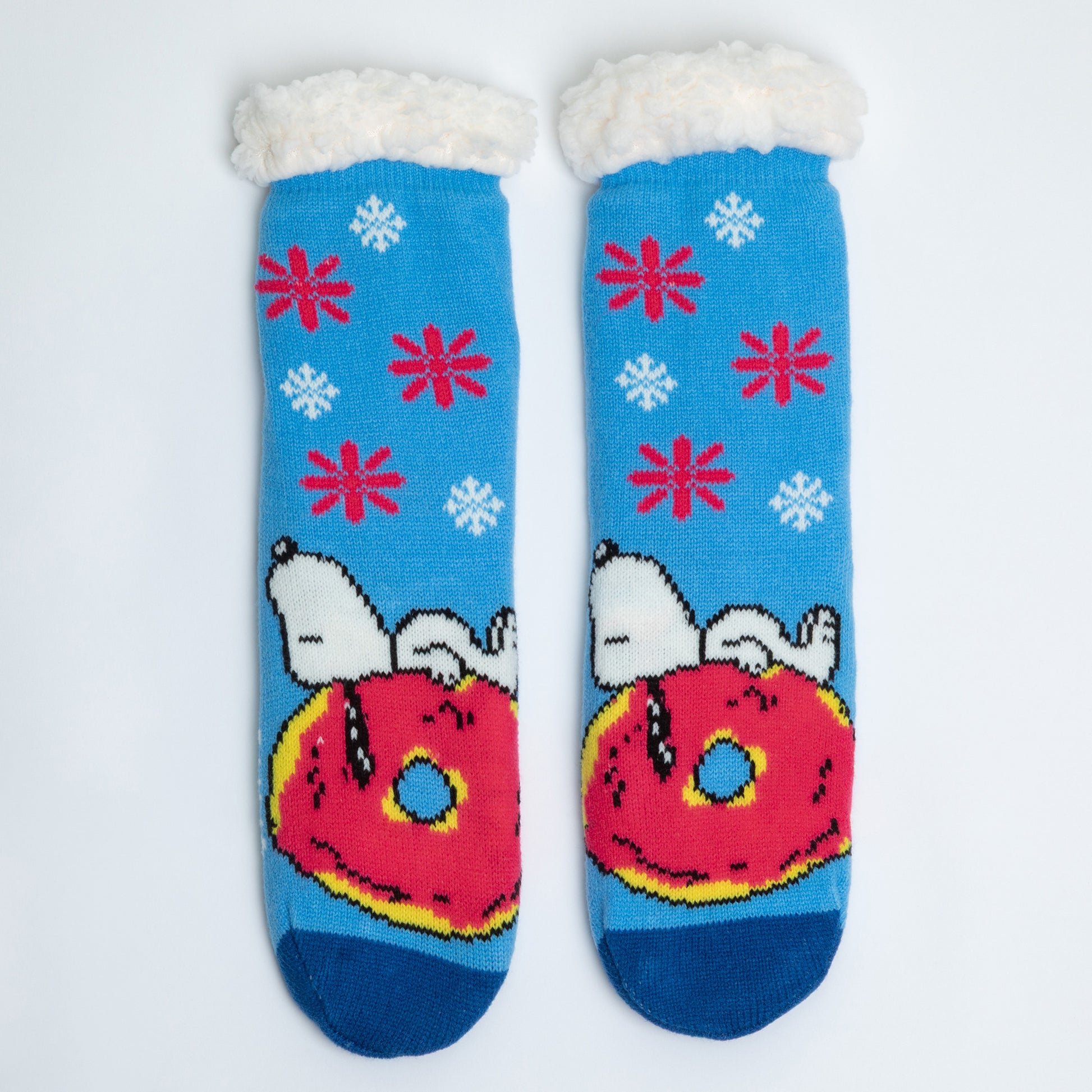Pair of socks with cartoon design on a white background
