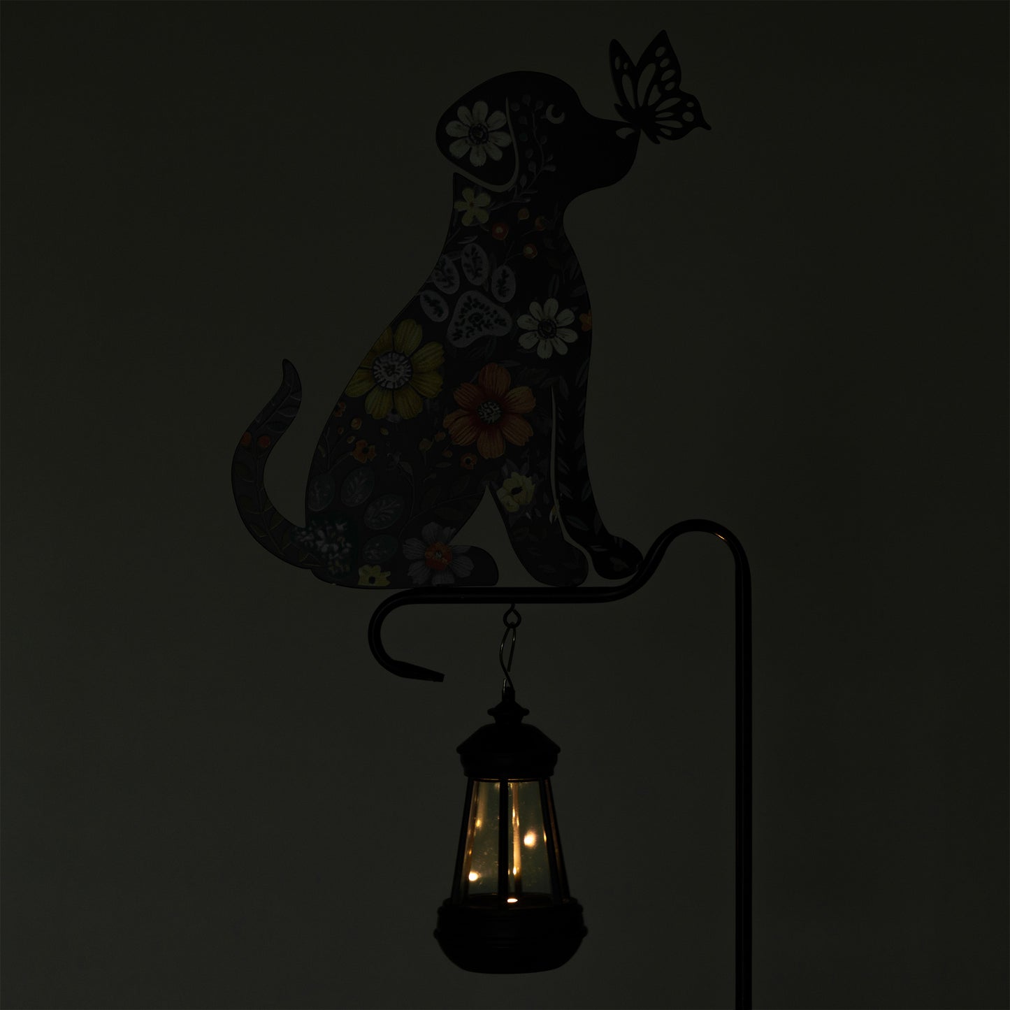 Floral Pet Silhouette Solar Light Garden Stake