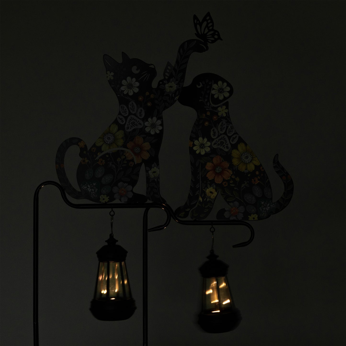 Floral Pet Silhouette Solar Light Garden Stake