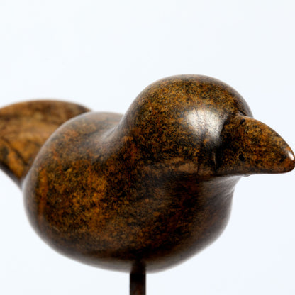 Hand-Carved Serpentine Stone Bird Garden Stake